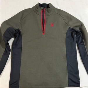 Spyder Olive and Black Zip Up Sweater Jacket XL
